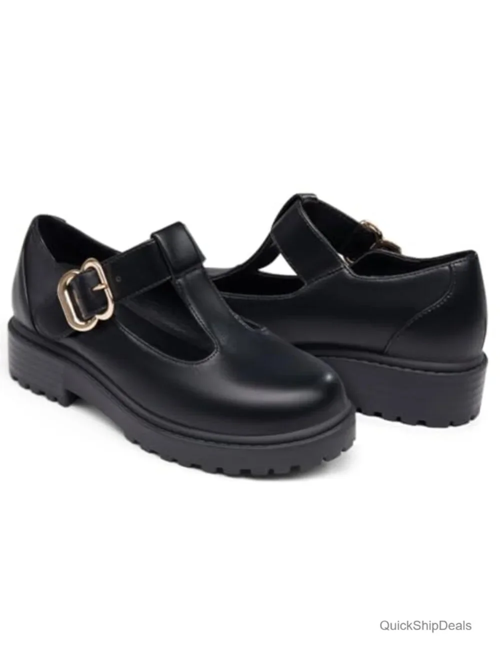 Toddler Girls T-Strap Mary Jane Flats Platform School Uniform Shoes Cushioned